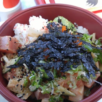Wow Poki - I put everything in it. Nori, furikake, avocado, krab, rice, masago, tuna, salmon, hamachi - Japanese Near Me - San Juan Capistrano, California Wow Poki - I put everything in it. Nori, furikake, avocado, krab, rice, masago, tuna, salmon, hamachi - Japanese Near Me - San Juan Capistrano, California