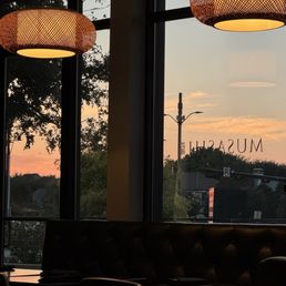 Beautiful view of the sunset from inside the restaurant Beautiful view of the sunset from inside the restaurant