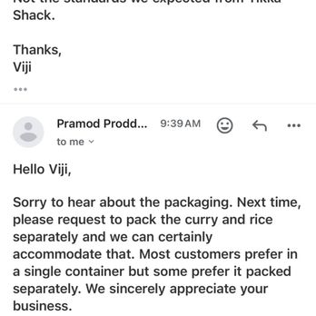 Tikka Shack Indian Grub - Reply from customer service - Indian Near Me - Houston, Texas Tikka Shack Indian Grub - Reply from customer service - Indian Near Me - Houston, Texas