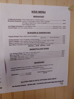 Menu photo 1 Mrs Beesley's Burgers Toledo, WA Menu photo 1 Mrs Beesley's Burgers Toledo, WA