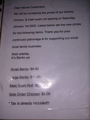 Menu photo 3 K's Bento-Ya Waipahu, HI Menu photo 3 K's Bento-Ya Waipahu, HI