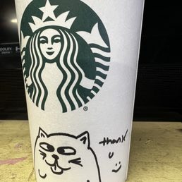 Got my Carmel Macchiato this morning, and got this surprise on my cup. Thanks to the barista who made my day! Got my Carmel Macchiato this morning, and got this surprise on my cup. Thanks to the barista who made my day!