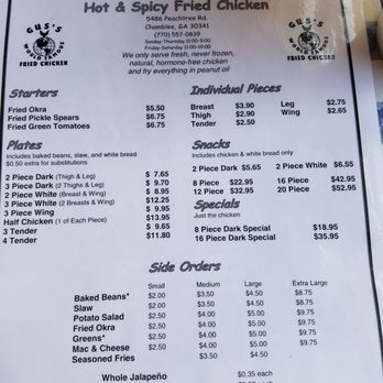 Gus's World Famous Fried Chicken - Menu page 1 - Chicken Shop Near Me - Chamblee, Georgia Gus's World Famous Fried Chicken - Menu page 1 - Chicken Shop Near Me - Chamblee, Georgia