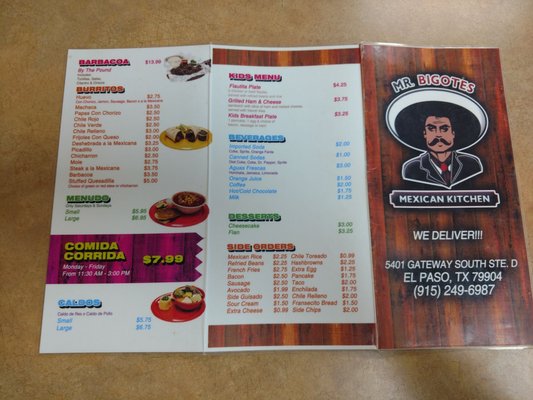Menu photo 2 Mr. Bigotes Mexican Kitchen El Paso, TX