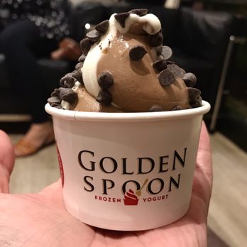 Golden Spoon - Small cup w/ chocolate/vanilla swirl and dark chocolate chips. - Ice Cream & Frozen Yogurt Near Me - Carlsbad, California Golden Spoon - Small cup w/ chocolate/vanilla swirl and dark chocolate chips. - Ice Cream & Frozen Yogurt Near Me - Carlsbad, California