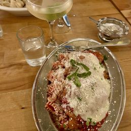 Chicken Parmesan and dirty martini Chicken Parmesan and dirty martini
