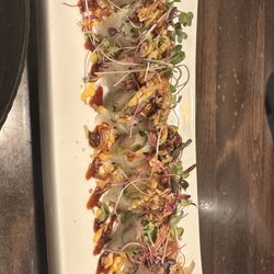 De Rice - Forgot the name but it had shrimp tempura, asparagus, cream cheese, avocado all inside and on top was a slices of sirloin. All good things!