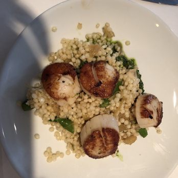 The Diving Horse - Scallops with couscous peas and pesto - Seafood Near Me - Avalon, New Jersey The Diving Horse - Scallops with couscous peas and pesto - Seafood Near Me - Avalon, New Jersey