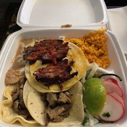 3 Taco Plate 2 Steak and 1 Tromp Taco with Rice and Beans 3 Taco Plate 2 Steak and 1 Tromp Taco with Rice and Beans