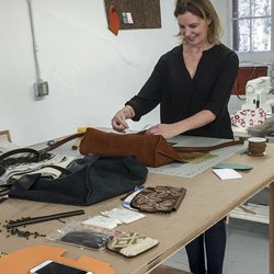 Farmington Valley Arts Center - Artist In Residence, Carolyn Mackenzie creates leather handbags