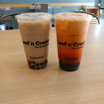 Leaf N Cream - Black milk tea and thai tea. Regular sweetness. - Bubble Tea Near Me - Tustin, California Leaf N Cream - Black milk tea and thai tea. Regular sweetness. - Bubble Tea Near Me - Tustin, California