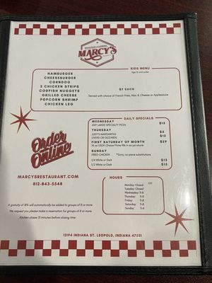 Menu photo 3 Marcy's Restaurant Leopold, IN Menu photo 3 Marcy's Restaurant Leopold, IN