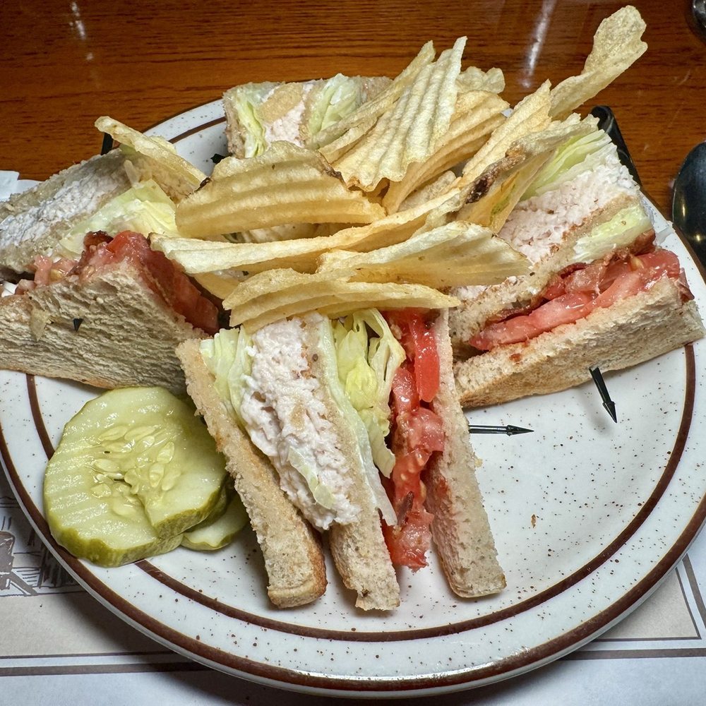 The Goldenrod - "Turkey Salad Triple Decker" (w/ crisp bacon, lettuce, tomato, pickle slices & chips) - Candy Stores Near Me - York, Maine The Goldenrod - "Turkey Salad Triple Decker" (w/ crisp bacon, lettuce, tomato, pickle slices & chips) - Candy Stores Near Me - York, Maine