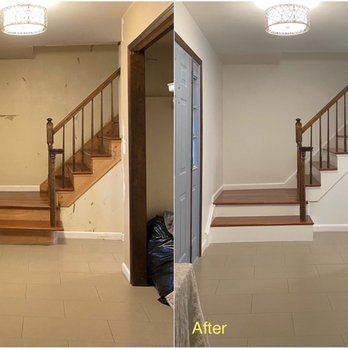 SSB CONSTRUCTION - Foyer - removed wallpaper, painted ceiling & walls, finished stairs, installed closet doors - Handyman Near Me