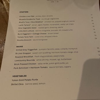 FIG - Menu - New American Near Me - Charleston, South Carolina