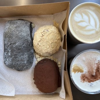 Cafe W Bakery and Desserts - From left to right- squid ink ciabatta, injeolmi cream red bean, chocolate croissant, hot latte, iced Einspanner - Cafes Near Me - Flushing, New York Cafe W Bakery and Desserts - From left to right- squid ink ciabatta, injeolmi cream red bean, chocolate croissant, hot latte, iced Einspanner - Cafes Near Me - Flushing, New York