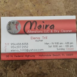 Merira Alterations LLC and Dry Cleaner
Outstanding business and you'll forget everyone else. Merira Alterations LLC and Dry Cleaner
Outstanding business and you'll forget everyone else.