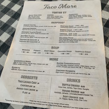 Taco More - Full menu (back) - Tacos Near Me - Austin, Texas Taco More - Full menu (back) - Tacos Near Me - Austin, Texas