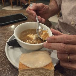Ferrari Gourmet - Home made onion soup with mozzarella and fresh home made bread, delicious!