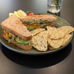 Veggie sando - fresh fruit is hiding behind Veggie sando - fresh fruit is hiding behind
