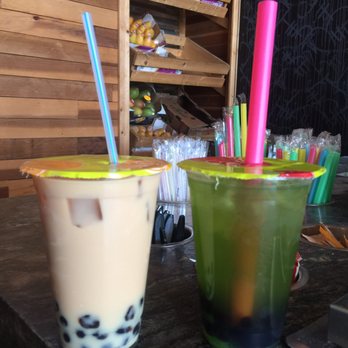 Bobalicious - Left: Honey Milk Tea was WAY too sweet! Right: Apple Green Tea was more Apple flavored than green tea - Juice Bars & Smoothies Near Me - San Diego, California