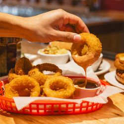 Bubba's Breakfast & BBQ - Onion rings are special.