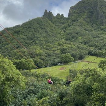 Kualoa Ranch - My mom & aunt ziplining - Tours Near Me - Kaneohe, Hawaii Kualoa Ranch - My mom & aunt ziplining - Tours Near Me - Kaneohe, Hawaii