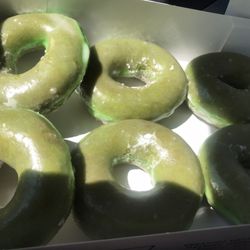 Shamrock Green Glazed donuts - birthday 6pk free via rewards