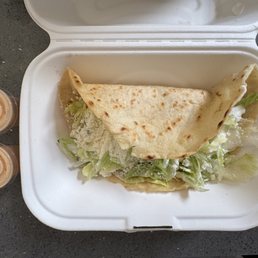 Taco Mix's tasty Quesadilla de Maiz with Carnitas (braised pork) and Mostaza Chipotle Sauce Taco Mix's tasty Quesadilla de Maiz with Carnitas (braised pork) and Mostaza Chipotle Sauce