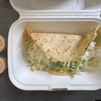 Taco Mix - Taco Mix's tasty Quesadilla de Maiz with Carnitas (braised pork) and Mostaza Chipotle Sauce - Mexican Near Me - New York, New York Taco Mix - Taco Mix's tasty Quesadilla de Maiz with Carnitas (braised pork) and Mostaza Chipotle Sauce - Mexican Near Me - New York, New York