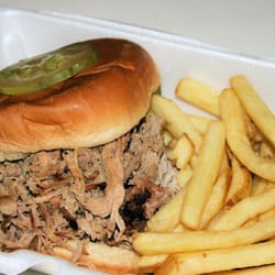 Cowboy's BBQ - Pulled pork sandwich and fries ... more than enough.
