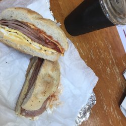 Wilkes Deli - Taylor Ham Egg and Cheese.  Plus a nice black ice coffee.  Delicious.