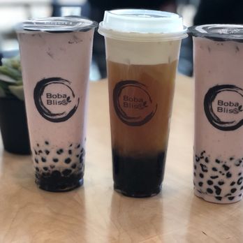 Boba Bliss - Strawberry milk bars with honey boba and a cheese cream oolong with honey boba - Bubble Tea Near Me - Dublin, California