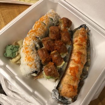 Arigato Sushi - Philly Roll, Lion King, and Spicy Shrimp Roll - Sushi Bars Near Me - Sacramento, California