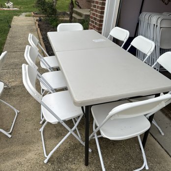 Lady T Services - Rectangular table with 8 chairs setup - Party Equipment Rentals Near Me - Upper Marlboro, Maryland Lady T Services - Rectangular table with 8 chairs setup - Party Equipment Rentals Near Me - Upper Marlboro, Maryland
