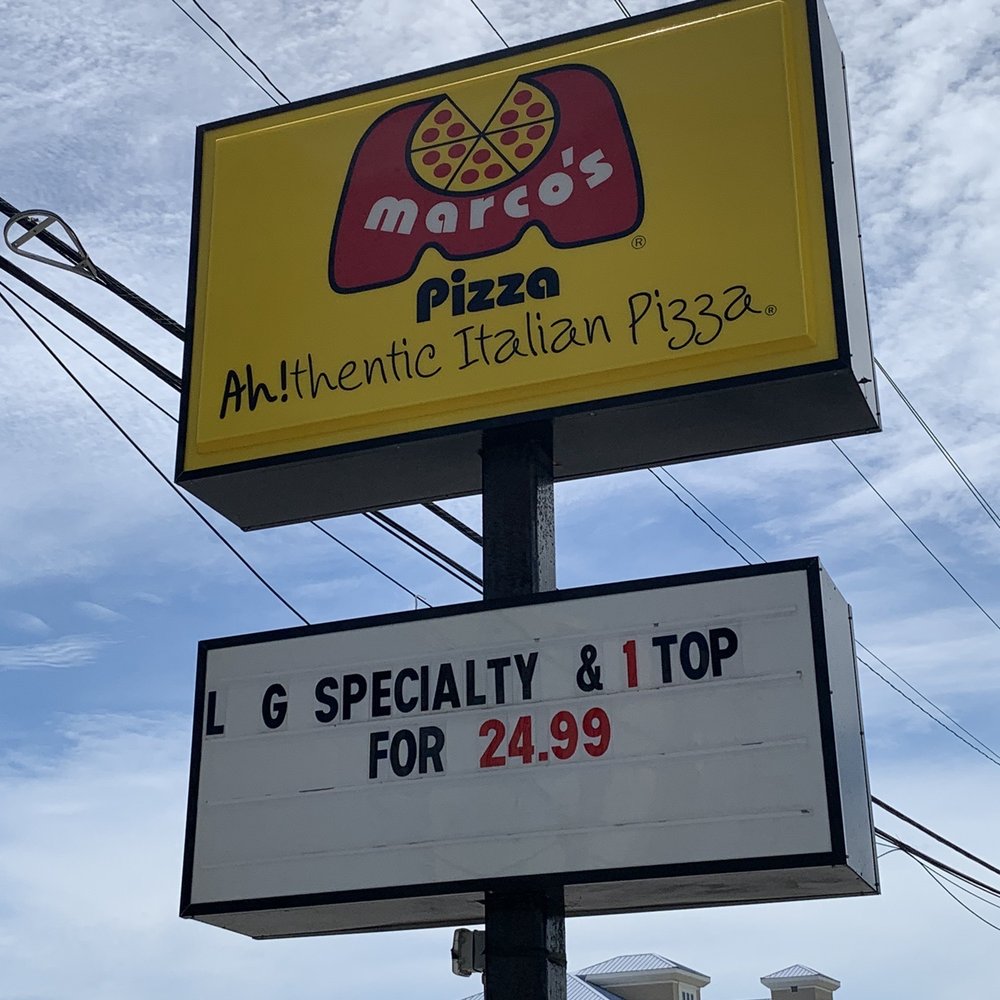 Marco's Pizza - a sign for a restaurant - Pizza Near Me - Panama City Beach, Florida Marco's Pizza - a sign for a restaurant - Pizza Near Me - Panama City Beach, Florida