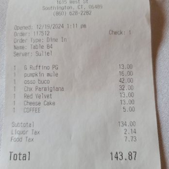 Cava - The bill - Italian Near Me - Southington, Connecticut Cava - The bill - Italian Near Me - Southington, Connecticut