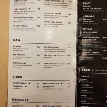 HATCH - Menu as of 11/2018 - Japanese Near Me - Los Angeles, California