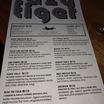 Lazy Tiger - Menu - Cocktail Bars Near Me - St. Louis, Missouri Lazy Tiger - Menu - Cocktail Bars Near Me - St. Louis, Missouri