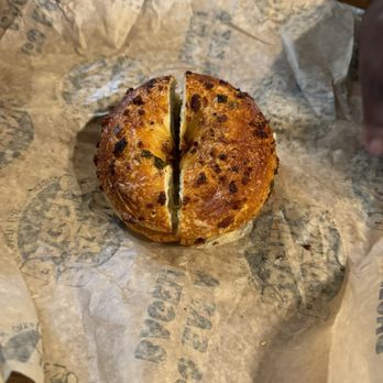 Blazing Bagels - Breakfast sandwich made with bacon cheddar chive bagel - Bagels Near Me - Bellevue, Washington