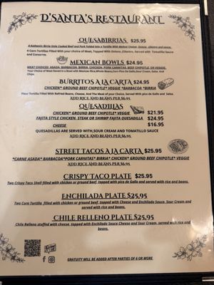 Menu photo 2 D'Santa's Restaurant Ketchikan, AK Menu photo 2 D'Santa's Restaurant Ketchikan, AK