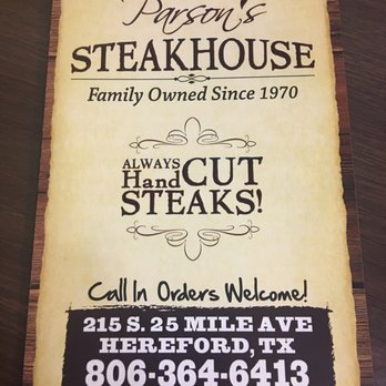 Parson's Steakhouse - the menu - Steakhouses Near Me - Hereford, Texas Parson's Steakhouse - the menu - Steakhouses Near Me - Hereford, Texas