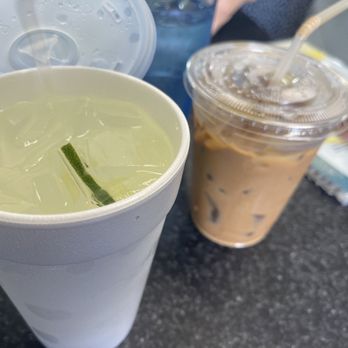 Pho 54 - Lemon soda (added mint after picture) and Iced Vietnamese coffee with condensed milk - Vietnamese Near Me - Garden Grove, California Pho 54 - Lemon soda (added mint after picture) and Iced Vietnamese coffee with condensed milk - Vietnamese Near Me - Garden Grove, California