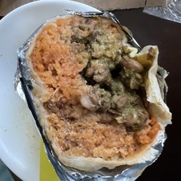 Super Buritto Asada with all beans and rice.