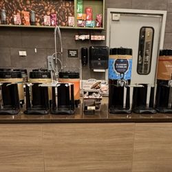 Half the coffee stations not prepared for the morning rush.