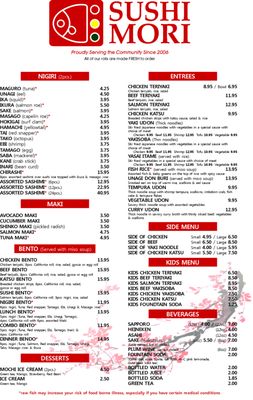Menu photo 3 Sushi Mori Kennewick, WA