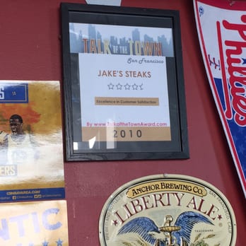 Jake's Steaks - "Best Service" actual, terrible service. I think they made this award up. - Sandwiches Near Me - San Francisco, California Jake's Steaks - "Best Service" actual, terrible service. I think they made this award up. - Sandwiches Near Me - San Francisco, California
