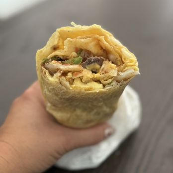 Corner Cottage - Bacon Breakfast Burrito (bacon, egg, cheese, potato, salsa) - American Near Me - Burbank, California
