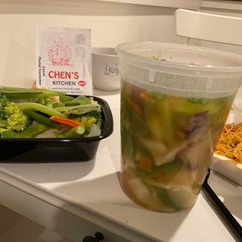 Chen's Kitchen - House special soup, steamed vegetables and Singapore Rice Noodles. - Chinese Near Me - Sagamore Beach, Massachusetts