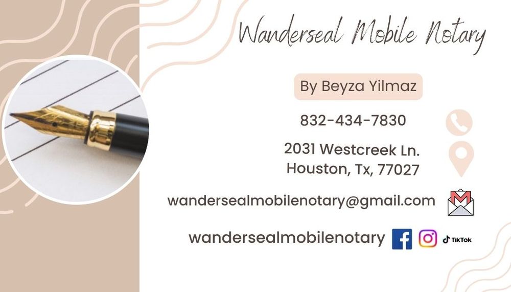 WANDERSEAL MOBILE NOTARY SERVICES Houston, Texas Notaries Phone